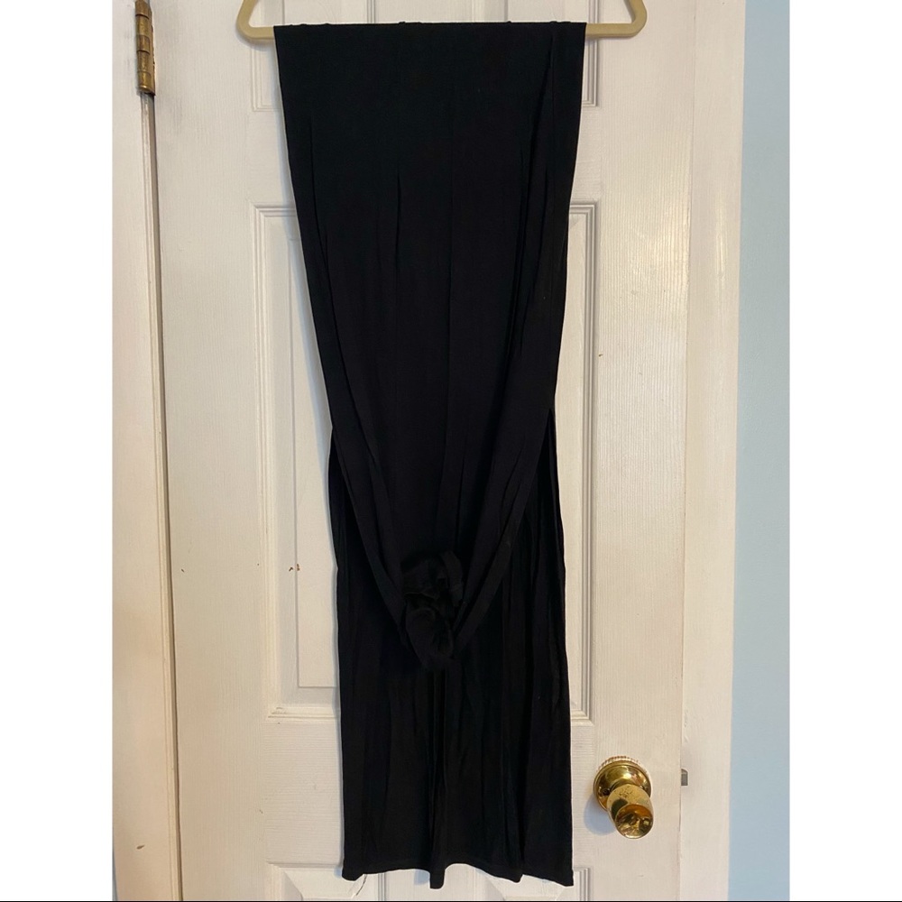 Black Double Slit Maxi Skirt | Size S